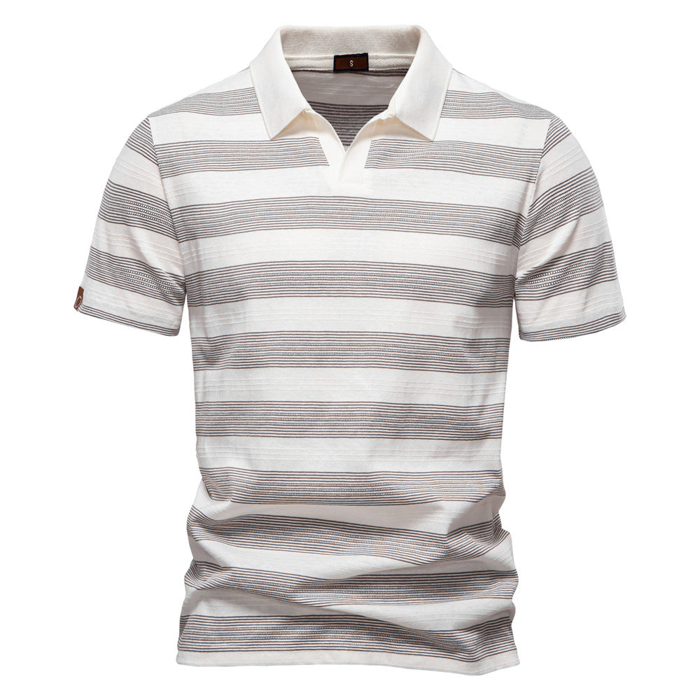 Striped Lapel Men's Polo Shirt Fashion - Image 5