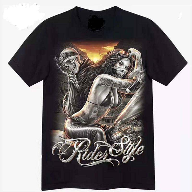 Printed Short-sleeved Leisure Motorcycle - Image 2
