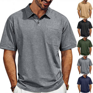 Men's Distressed Lapel Polo Shirt Loose Short-Sleeve T-Shirt