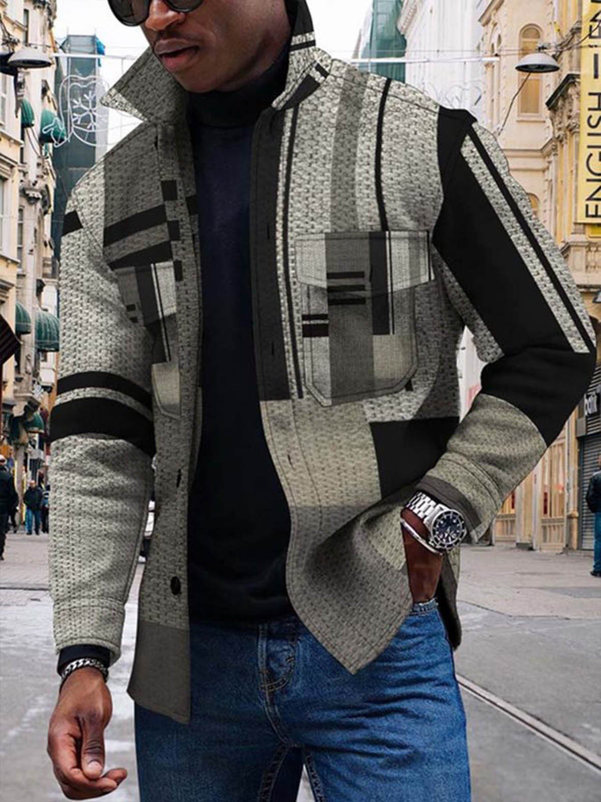 New Colorful Gradual Change 3D Button Cardigan Digital Print Coat - Image 10