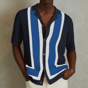 Men's Summer New Striped Contrast Color Knitwear Top