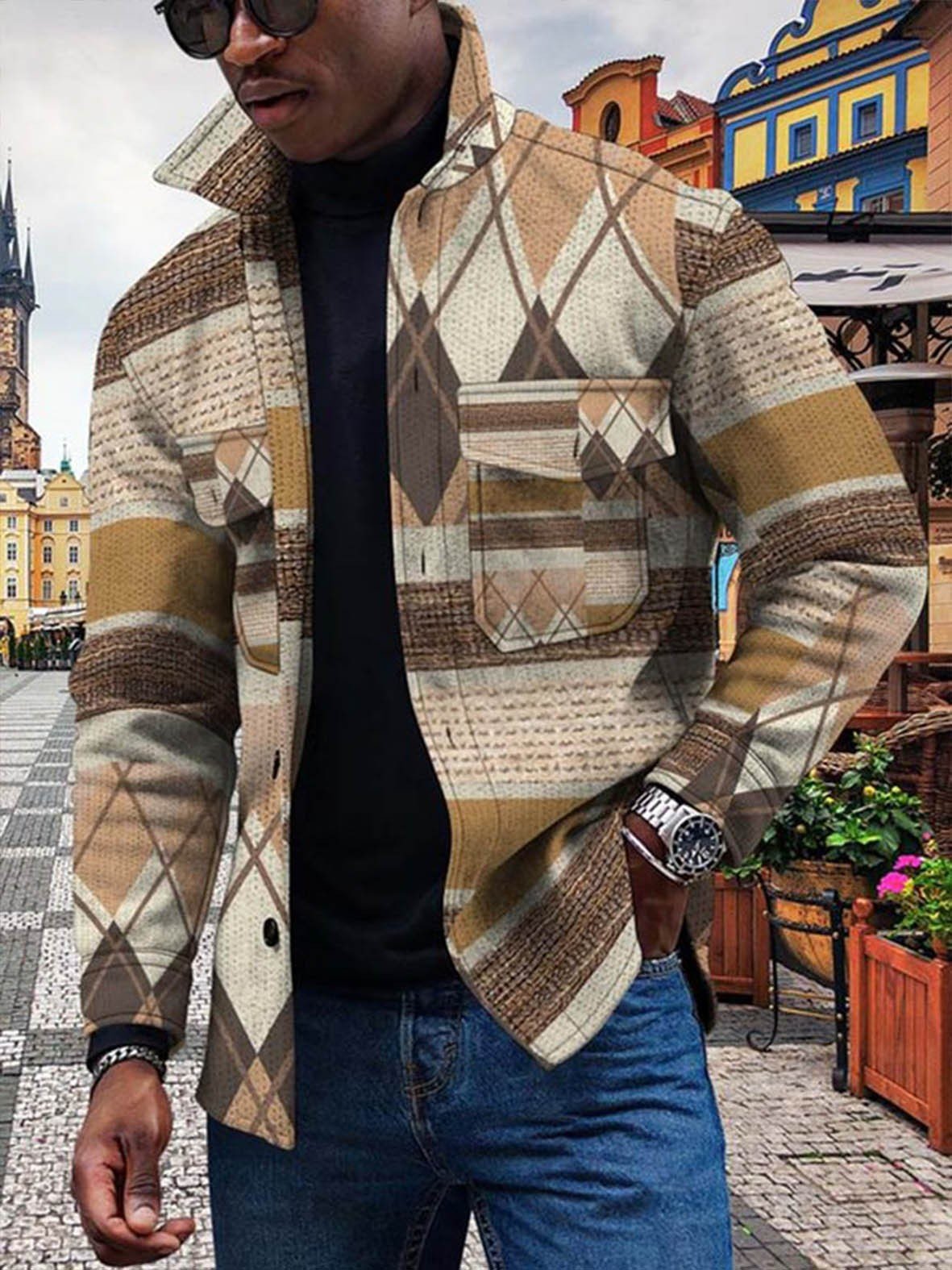 New Colorful Gradual Change 3D Button Cardigan Digital Print Coat - Image 12