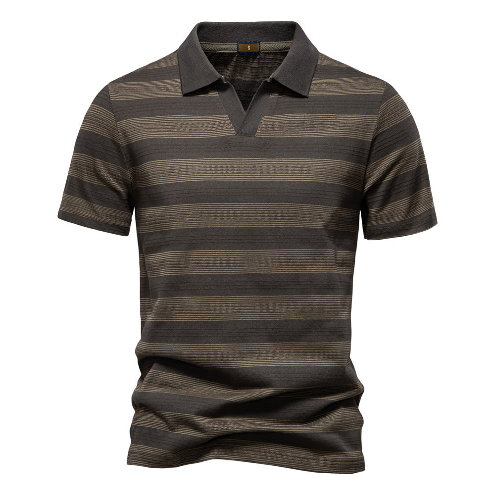 Striped Lapel Men's Polo Shirt Fashion - Image 7