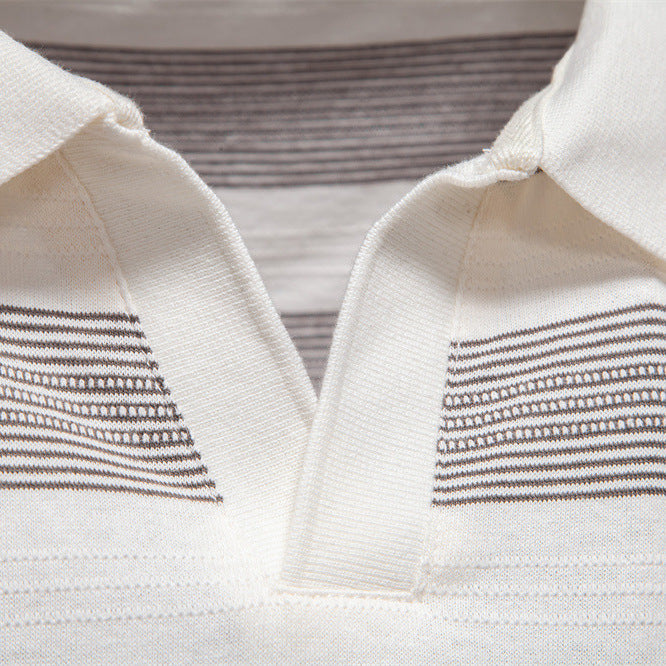 Striped Lapel Men's Polo Shirt Fashion - Image 3
